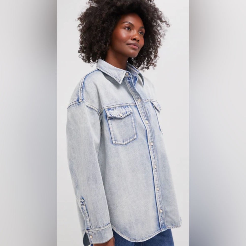 TUCKERNUCK Acid Wash Denim Parker Shacket | Shirt Jacket | Snaps | XS | NWT - Picture 3 of 13